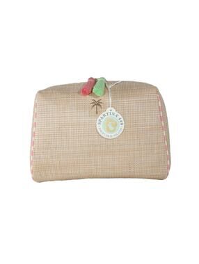 Spartina 449 Boho Large Faux Straw Cosmetic Pouch – Palm Tree – NWT